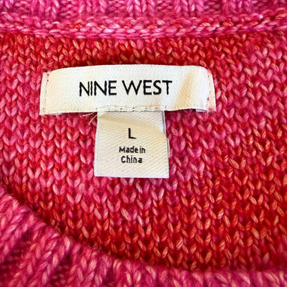 Nine West Red Pink Zebra Print Sweater Women L Dopamine Dressing Barbiecore Bold