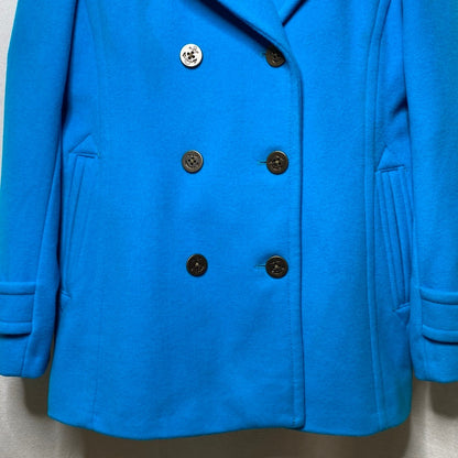 Lands' End Blue Wool/Cashmere Pea Coat 8P Nautical Sailor Chic Dopamine Dressing