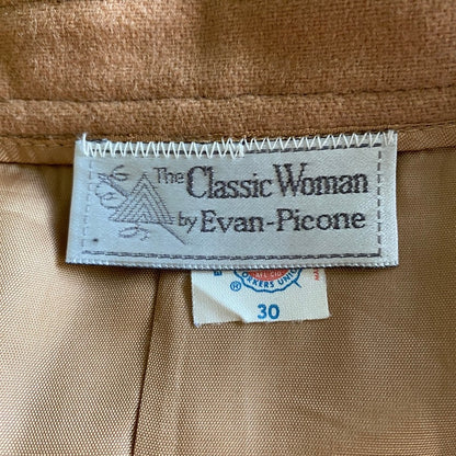 Evan-Picone Vintage Wool Camel Midi Skirt Women L Academia Retro Quiet Luxury