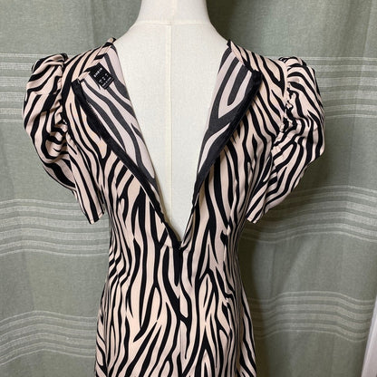 SHEIN Zebra Print Puff Sleeve Mini Dress Small Bodycon Cocktail Party Night Out