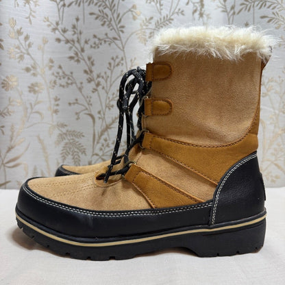 Champion Faux Fur Lined Suede Rubber Snow Boots Women 9 Apres Ski Cabincore Cozy