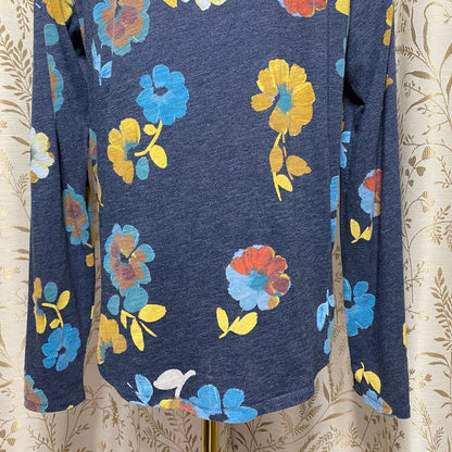 Sonoma Long Sleeve Tee Large Blue Floral Dark Cottagecore Naturecore Grandmacore