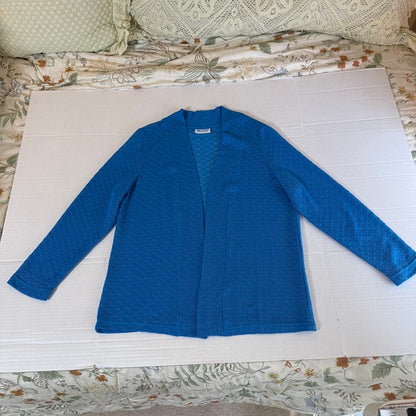 Blair Vintage Blue Pointelle Knit Cardigan Women XL Coastal Grandma Retro Office