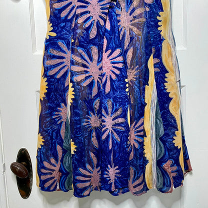 Ishwar Sleeveless Abstract Patterned Dress Womens 8 Bohemian Dainty Fairy Retro