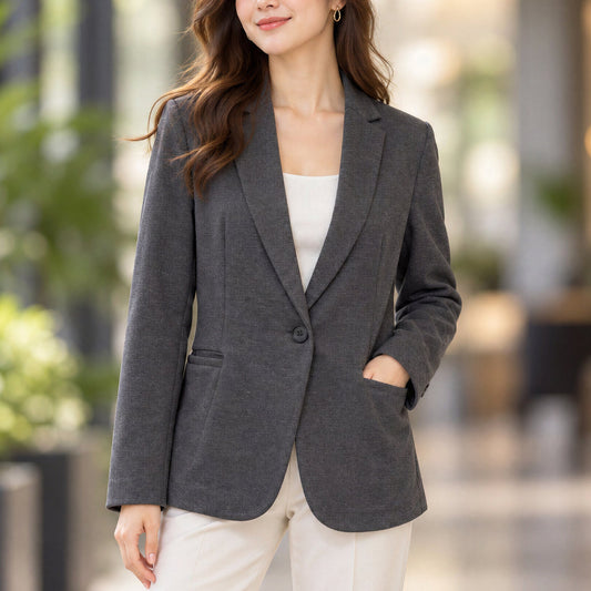 Olivia Moon Charcoal Gray Knit Blazer Womens XL Office Siren Academia Corpcore