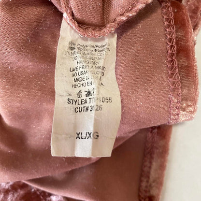 Fashion Nova Dusty Rose Velvet Crop Top Juniors XL Stretch Y2K Ballet Boho Club