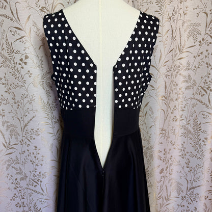 Belle Poque Polka Dot Cocktail Swing Dress L Black White Rockabilly 50s PinUp