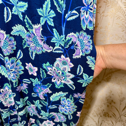 J.Jill Floral Split V-Neck Knit Maxi Dress Women XL Blue Tropical Resortwear NWT
