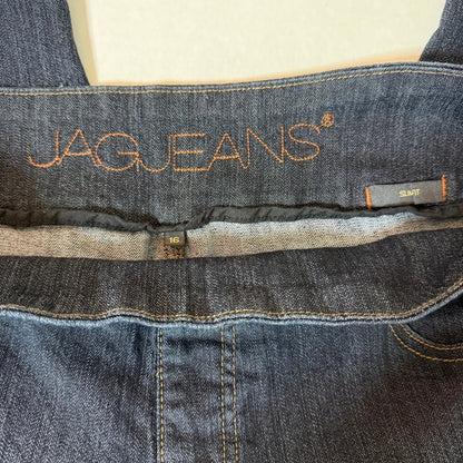 JAG Jeans Dark Wash Pull On Straight Leg Pants Women 16 Long Stretch Slim Fit