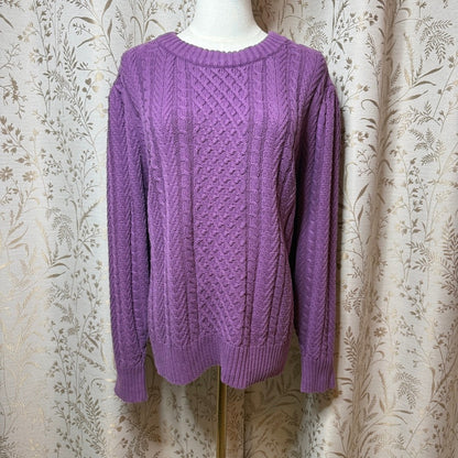 St. John's Bay Cable Knit Sweater Purple Womens 2X Cozy Dopamine Whimsigoth