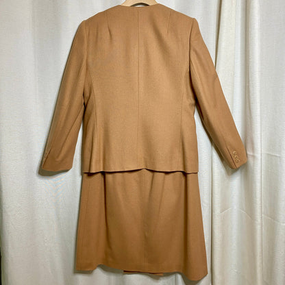 Evan Picone Vintage Camel Wool Skirt Suit Womens Size 12/14 Academia Heritage