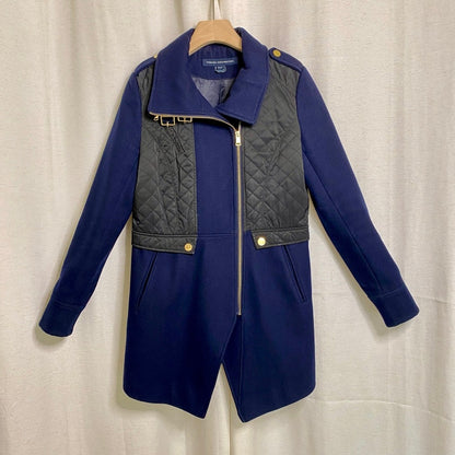 French Connection Mixed Media Cutaway Coat Womens Small Sailor Chic Whimsigoth