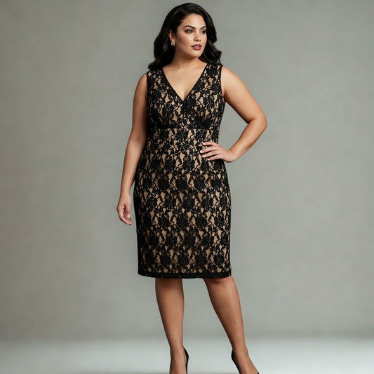 Newport News Black Lace Wiggle Dress Sz 18 90s Y2K Vintage Coquette Vampy Goth