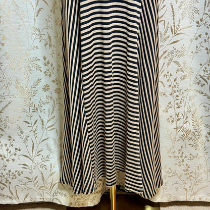 Bobeau Striped Foldover Waist Maxi Skirt Women L Tan Black Boho Chic Minimalist