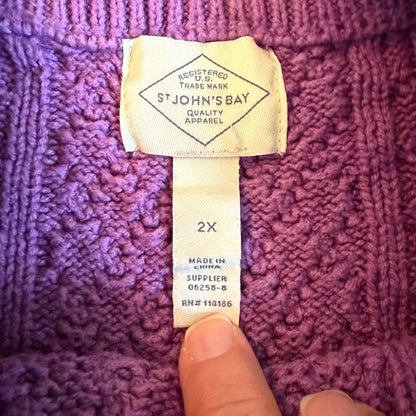 St. John's Bay Cable Knit Sweater Purple Womens 2X Cozy Dopamine Whimsigoth