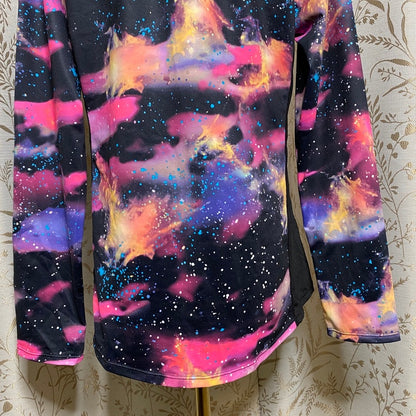 Ideology Galaxy Print Long Sleeve Top Large Nebula Techwear Rave Athleisure Yoga