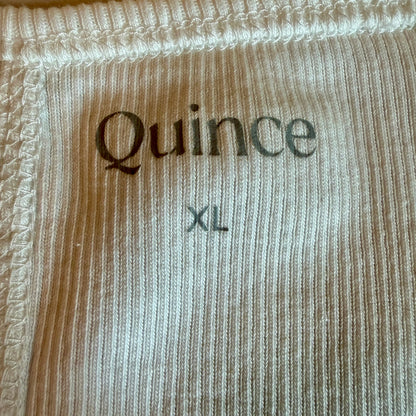 Quince Organic Cotton Micro Rib Elbow Sleeve Tee Womens XL White Minimalist Chic