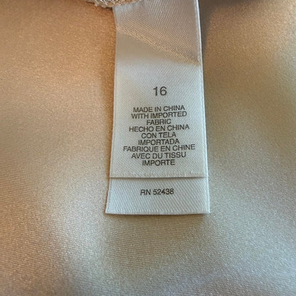 Liz Claiborne Beige Ruffle V-Neck Midi Dress Womens 16 Beaded Wedding Romantic