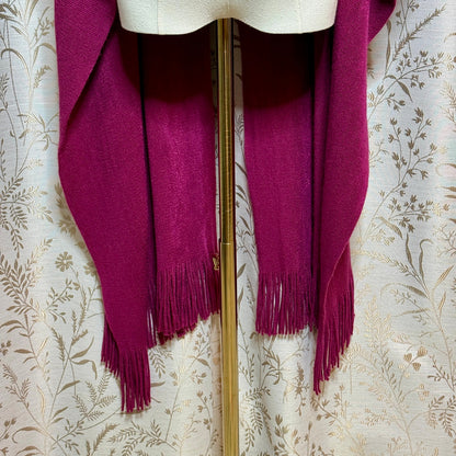 Magenta Pink Knit Fringe Wrap Shawl Women OS Boho Cozy Romantic Travel Comfort