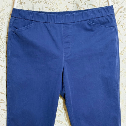 Lands' End Mid Rise Stretch Crop Pants Navy Blue Womens Sz 14 Coastal Minimalist