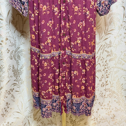 Knox Rose Boho Midi Dress Women XXL Button Front Autumn Prairie Cottagecore