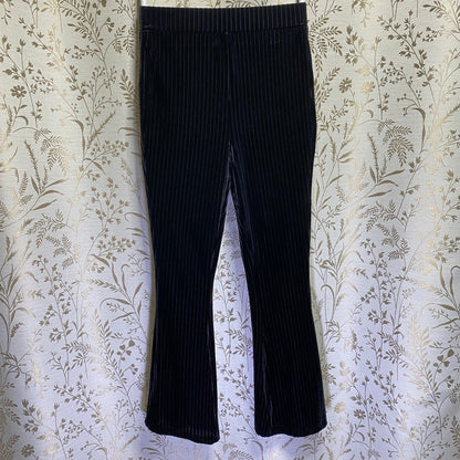 SHEIN Black Velvet Ribbed Flare Leg Pants XS 2 Coquette Indie Sleaze Whimsigoth