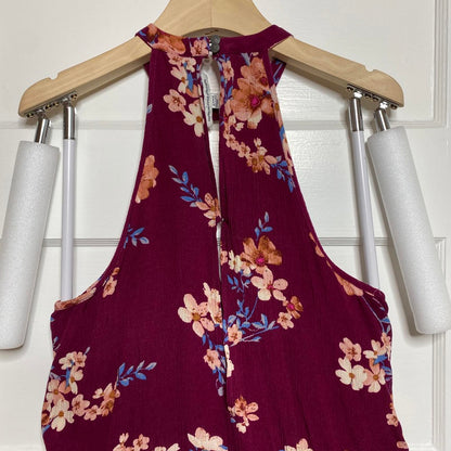 American Eagle Floral Print Halter Romper Womens S Beach Summer Travel Casual