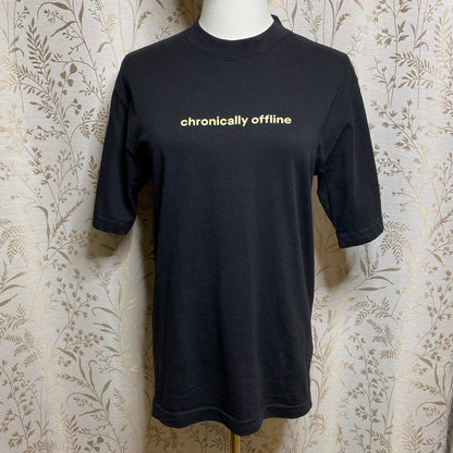 Chronically Offline T-Shirt Black XS Ironic Corporate Satire Post-Internet Indie