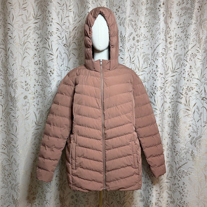 32 Degrees Heat Hooded Puffer Coat Women XXL Brown Gorpcore Utility Earth-Toned