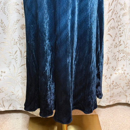 Nostalgia Vintage Ombre Crushed Blue Velvet Maxi Dress Womens L 90s Whimsigoth