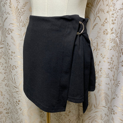 SHEIN Black Skort Wrap Mini Skirt Shorts Small Ring Detail Whimsigoth Goth Edgy