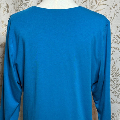 Soft Surroundings Wrap Drape Top Women 1X Teal Blue Faux Surplice Stretch Travel