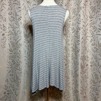 Pinc Striped Tunic Dress Women S Stretch Gray White Lagenlook Minimalist Casual