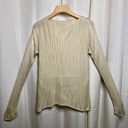 Long-Sleeve Ribbed Sweater Womens Small Academia Elevated Basics Minimalist