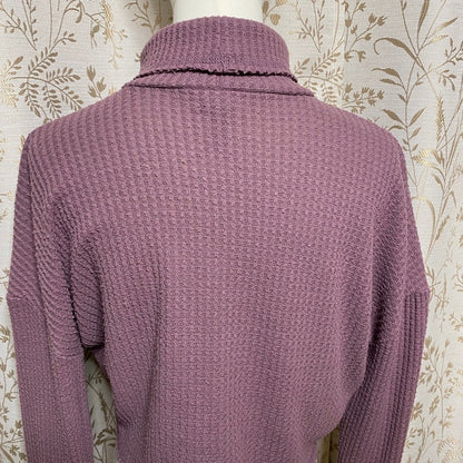 Wild Fable Mauve Waffle Knit Crop Turtleneck Top XS Coquette Grunge Soft Girl