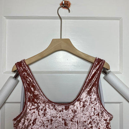 Fashion Nova Dusty Rose Velvet Crop Top Juniors XL Stretch Y2K Ballet Boho Club