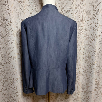 Nine West Tailored Denim-Look Blazer Women 12 Office Siren Minimalist Corpcore