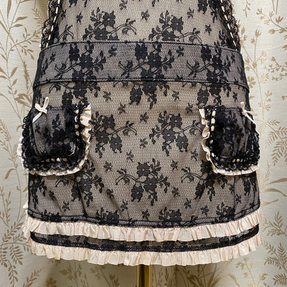 2009 Victoria's Secret Lace Maid Babydoll Chemise 36C Bow Coquette Sirencore