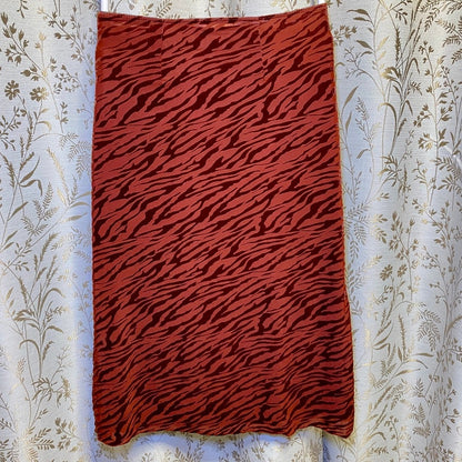 Forever 21 Tiger Print Velvet Burnout Skirt Small Rust Orange Indie Y2K Boho 90s
