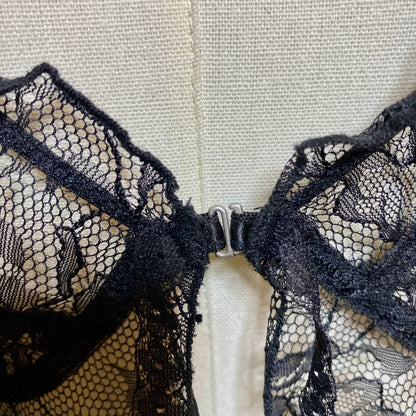 Victoria Secret Black Lace Flyaway Babydoll L Dark Coquette Romantic Fairy Goth