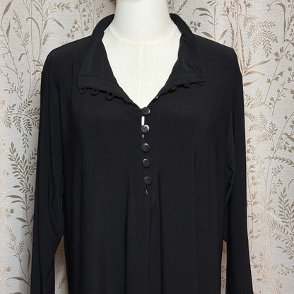 Sympli Black Henley Tunic Dress Womens 18 Lagenlook Minimalist Artsy Travel