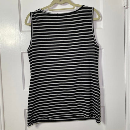Verve Ami Gray & Black Striped Sleeveless Top Large Womens Minimalist Mod Goth