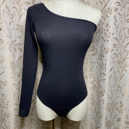 Abercrombie & Fitch One Shoulder Long Sleeve Bodysuit Black XS Minimalist Chic