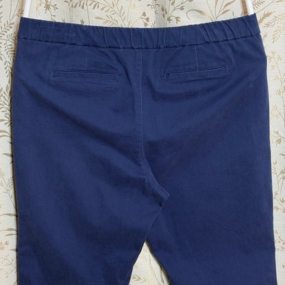 Lands' End Mid Rise Stretch Crop Pants Navy Blue Womens Sz 14 Coastal Minimalist