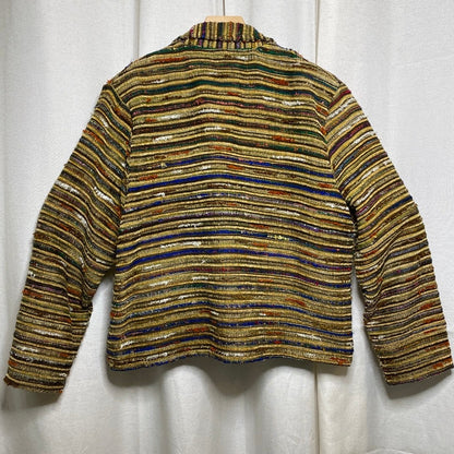 Shaver Lake Striped Knit Jacket Womens Large Vintage Boho Artsy Western Lodge
