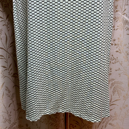 ELLE Green Twist Keyhole Top L Micro Pattern OfficeSiren Retro Romantic Academia