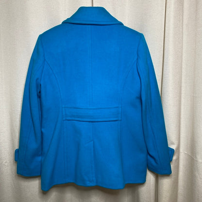 Lands' End Blue Wool/Cashmere Pea Coat 8P Nautical Sailor Chic Dopamine Dressing