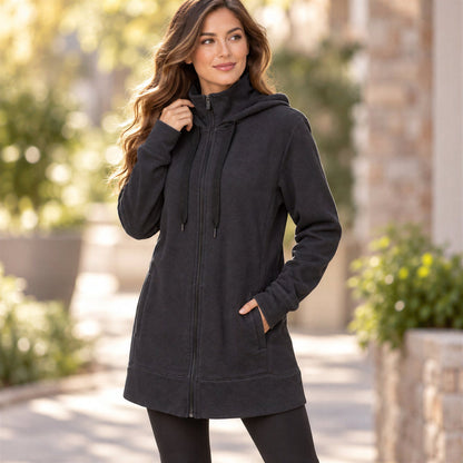 Tek Gear Ultrasoft Fleece Longline Full Zip Hoodie Womens L Grunge Gorpcore Cozy