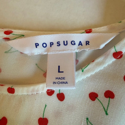 POPSUGAR Cherry Print Flutter Sleeve Blouse Women L Colettecore Retro Pinup