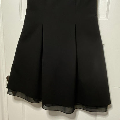 Riu Paris Black Illusion Sweetheart Dress XS Chiffon Hem Cocktail LBD Mod Party